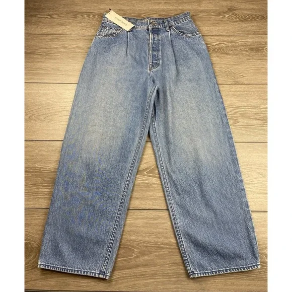 Mother Snacks Women's High Rise Wide Leg Button Fly Denim Jeans Blue Size 26 - Picture 3 of 15